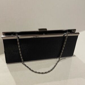 Chic Black Evening Clutch with Chain